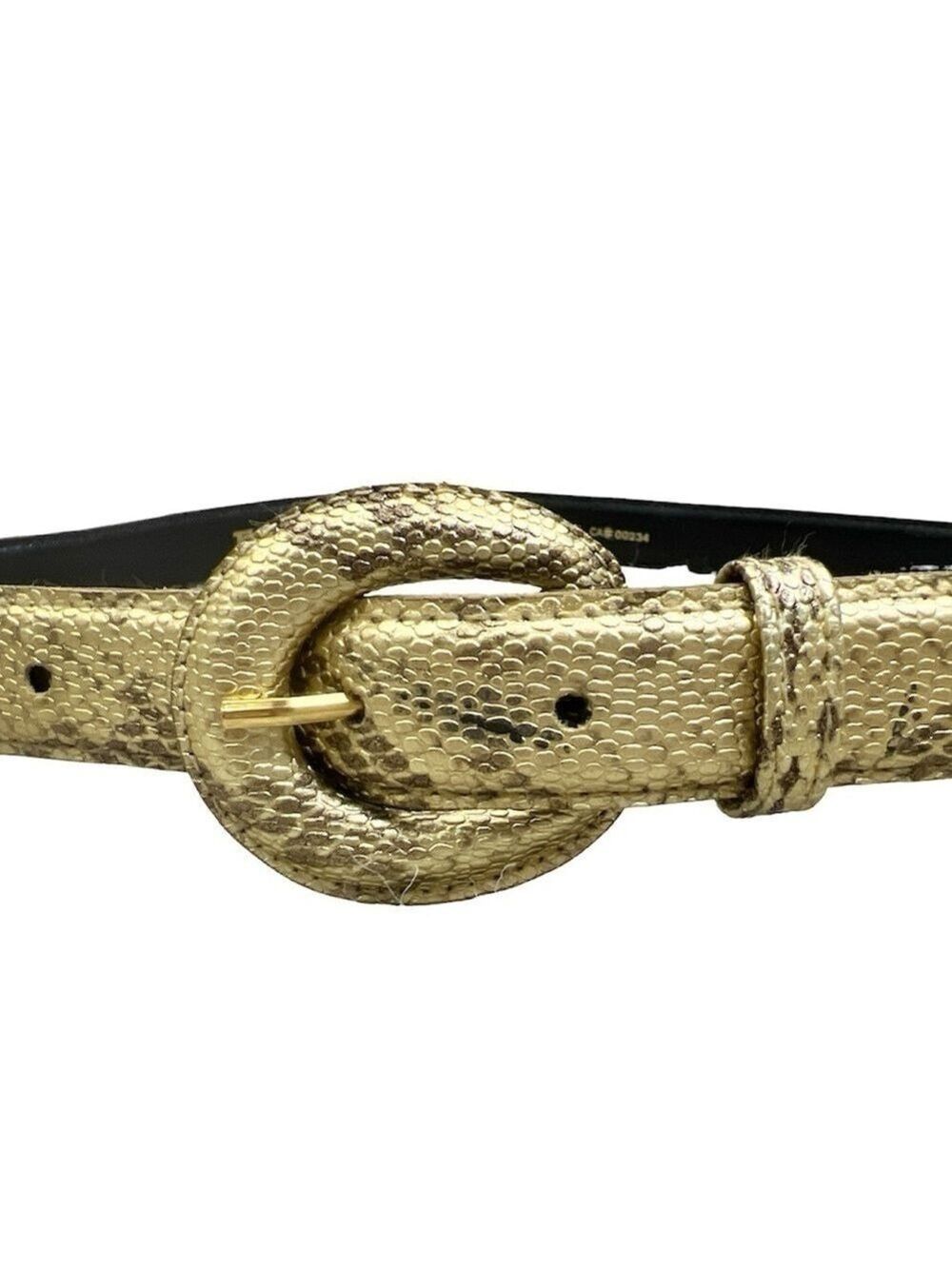 Vintage faux vegan gold snake skin belt L